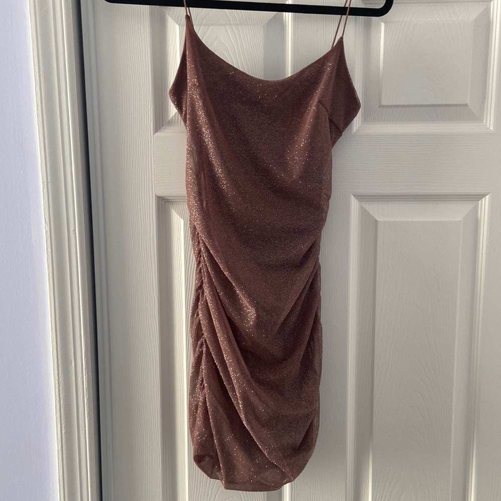 Brown shimmer mini dress